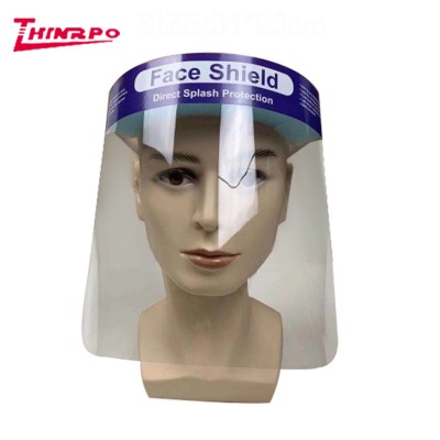 Safety Equipment Reusable clear PET Transparent plastic isolation Protective Face Shield Mask